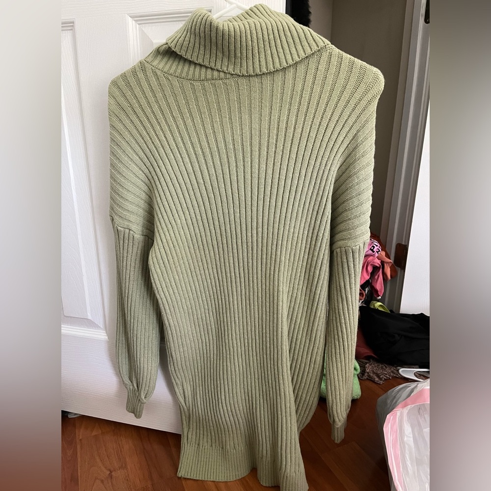 green sweater dress